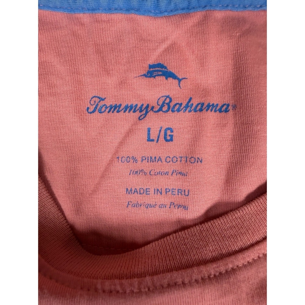 Tommy Bahama L/S Pocket Shirt Mens Large Pink Coral Pima Cotton Marlin UPF Sun * - Picture 4 of 10